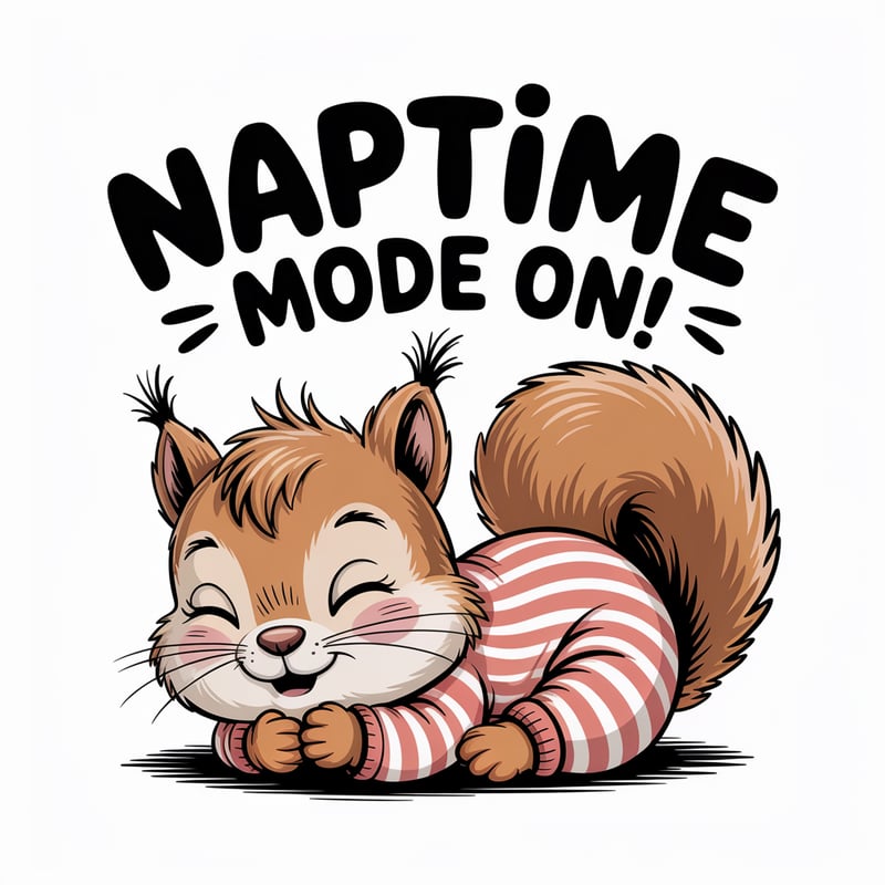 Sleepy Toddler Squirrel T-Shirt Design