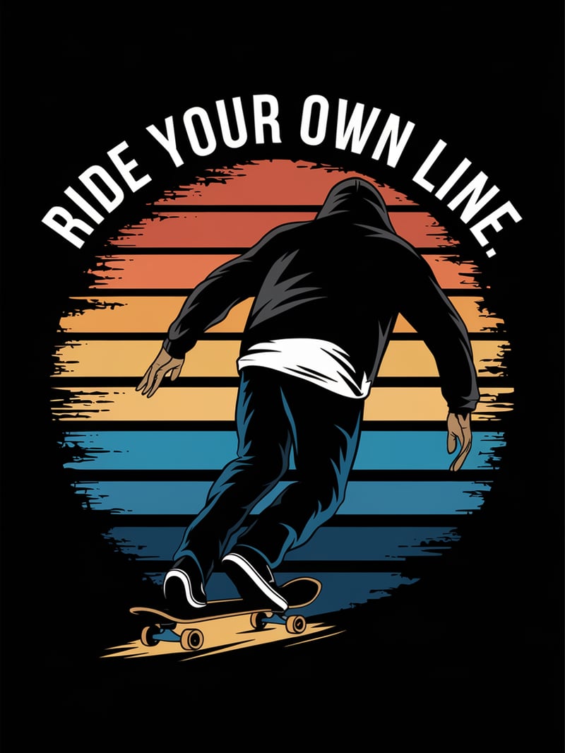 Vintage Skateboarder Silhouette Design