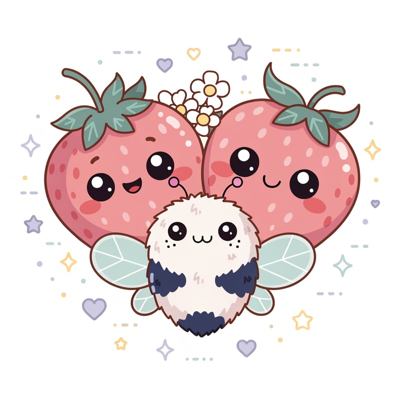 Kawaii Strawberry & Bumblebee Sticker