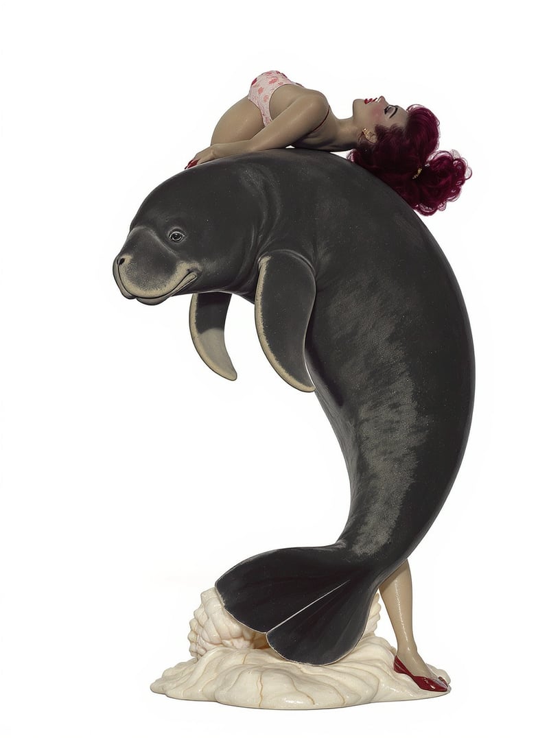 Midcentury Florida Pinup with Manatee
