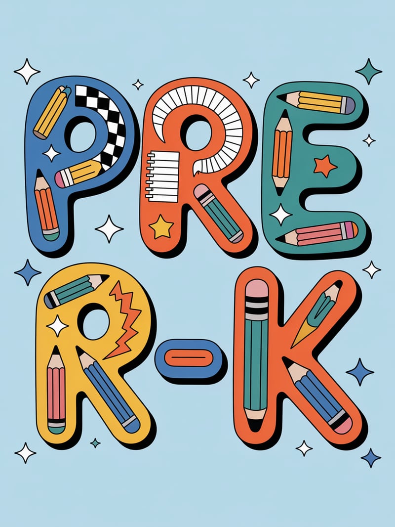 Colorful Pre-K Bubble Letter Design