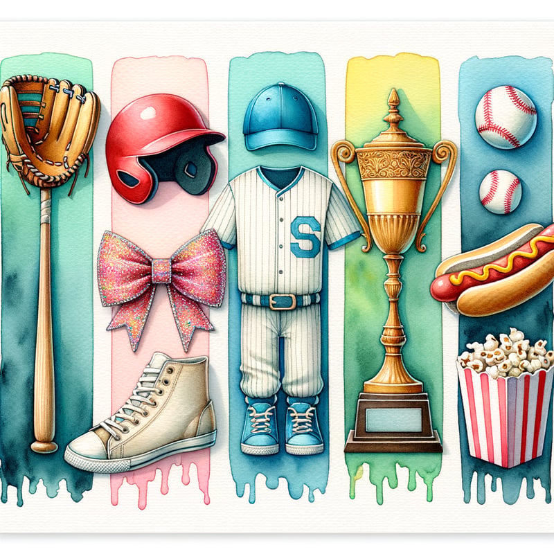Watercolor Baseball Collage Art