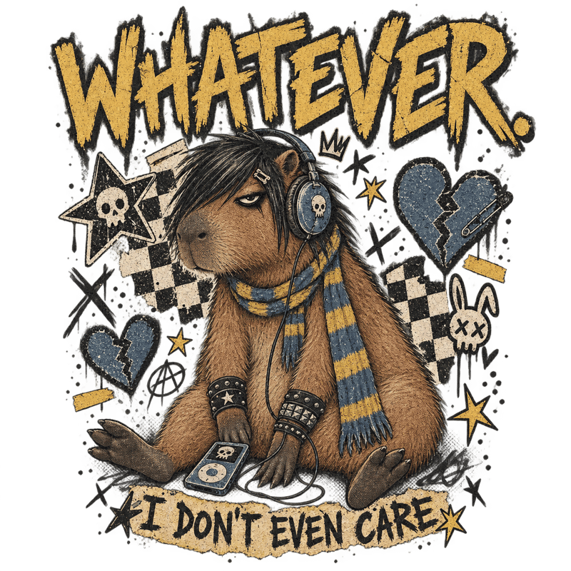 Y2K Emo Capybara WHATEVER