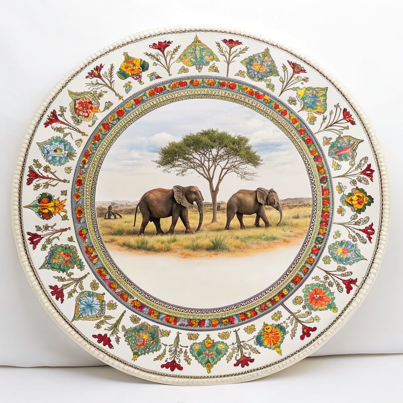 Centered Elephants in Elegant Landscape