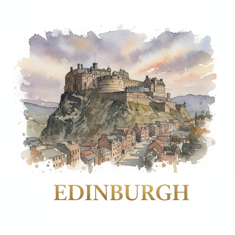 Watercolor Painting of Edinburgh Castle