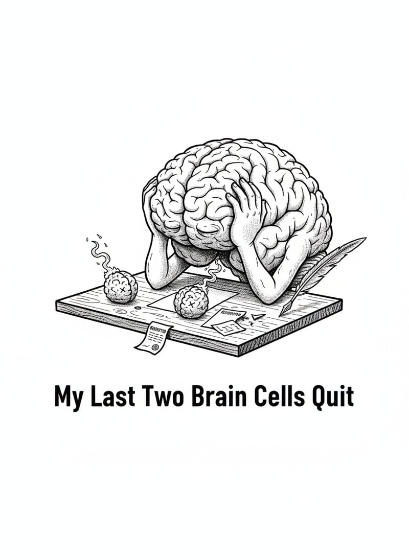 Vintage Engraving of Tired Brain