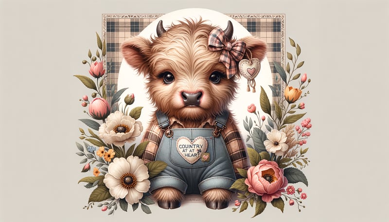 Adorable Baby Highland Cow Illustration