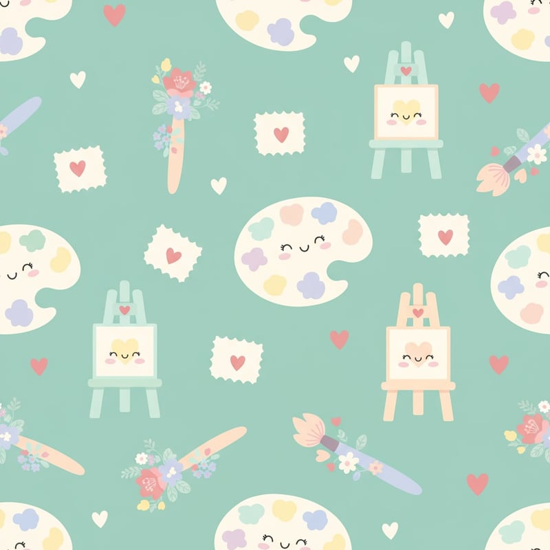 Kawaii Vector Pattern of Art Supplies