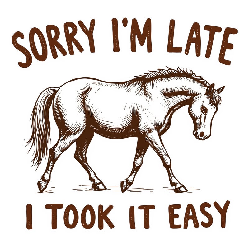 Retro Horse Illustration with Funny Text
