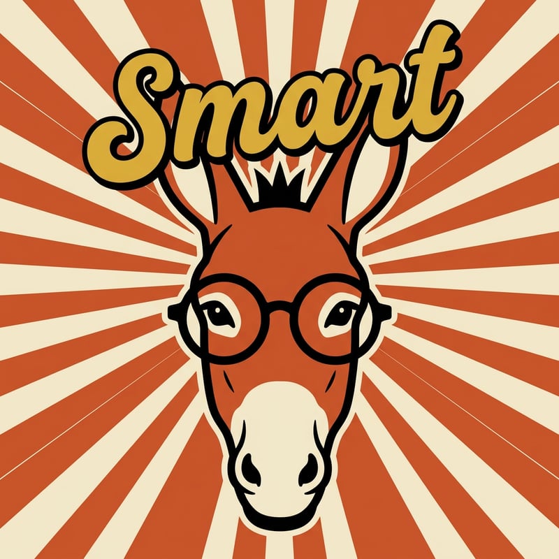 Retro Donkey Portrait with Glasses