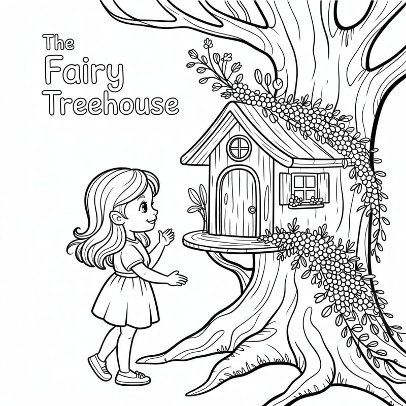 Fairy Treehouse Coloring Page