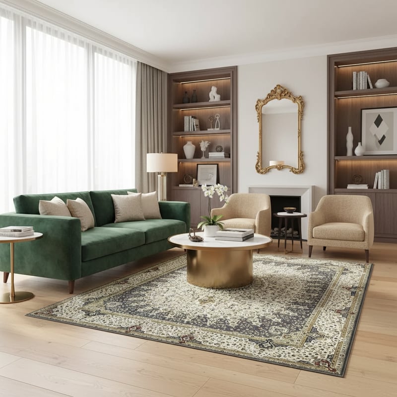 Luxury Living Room Rug Mockup