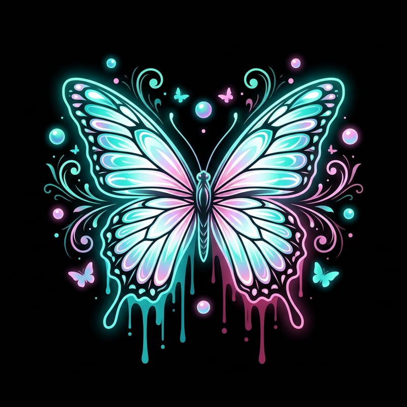Fantasy Butterfly with Glowing Neon Wings