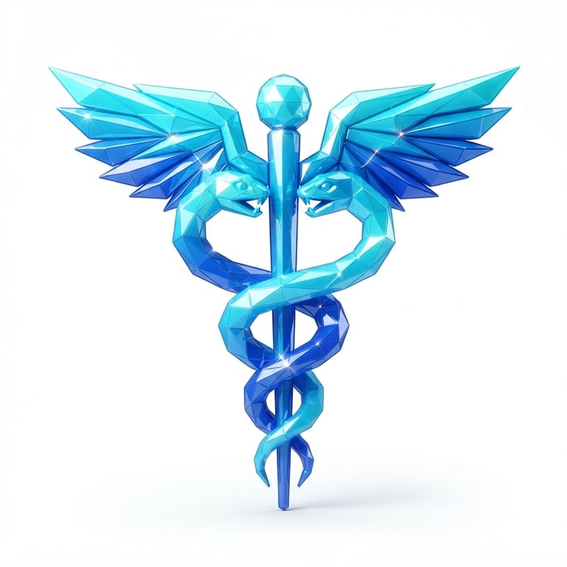 3D Low Poly Caduceus Emblem
