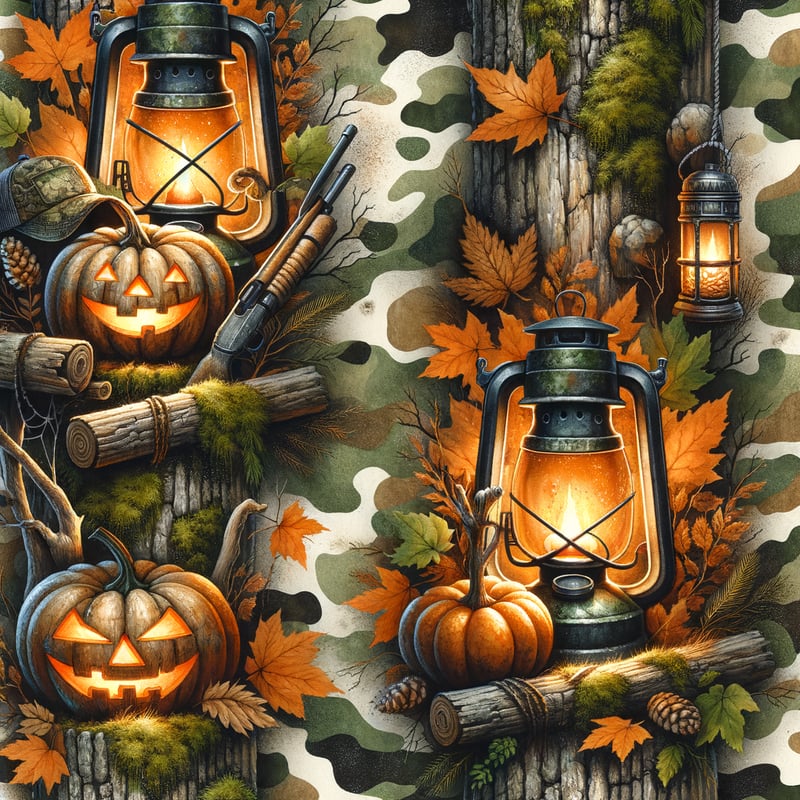 Watercolor Woodland Halloween Camouflage