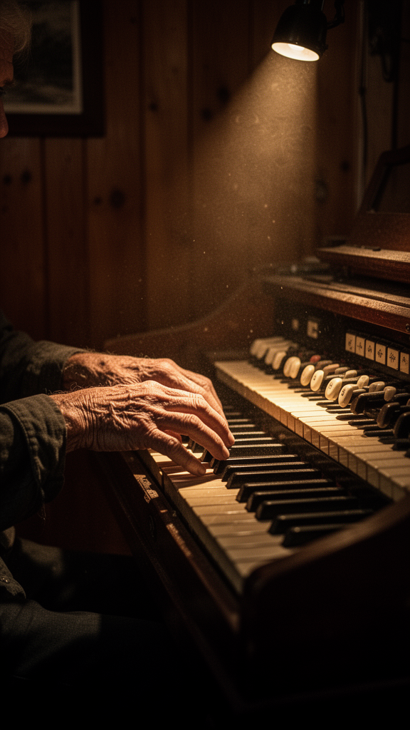 Close-up of Hands Playing Hammond Organ
