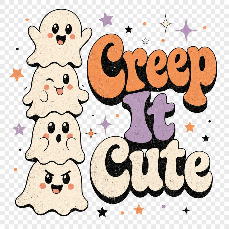 Retro Halloween Creep It Cute Ghosts