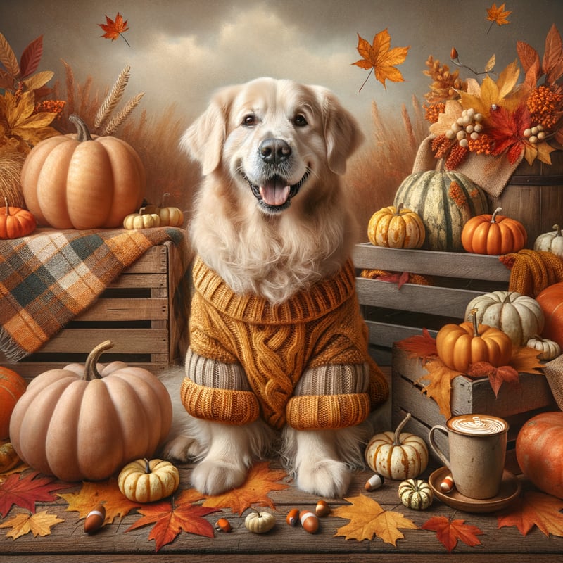 Golden Retriever in Cozy Fall Sweater