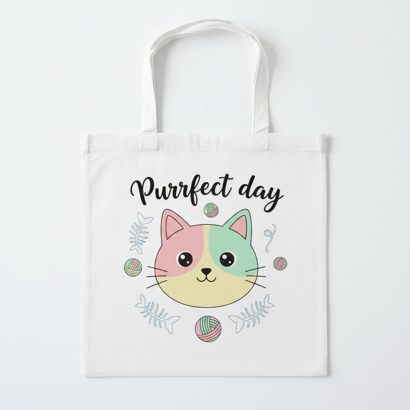 Minimalist Cat Tote Bag Design