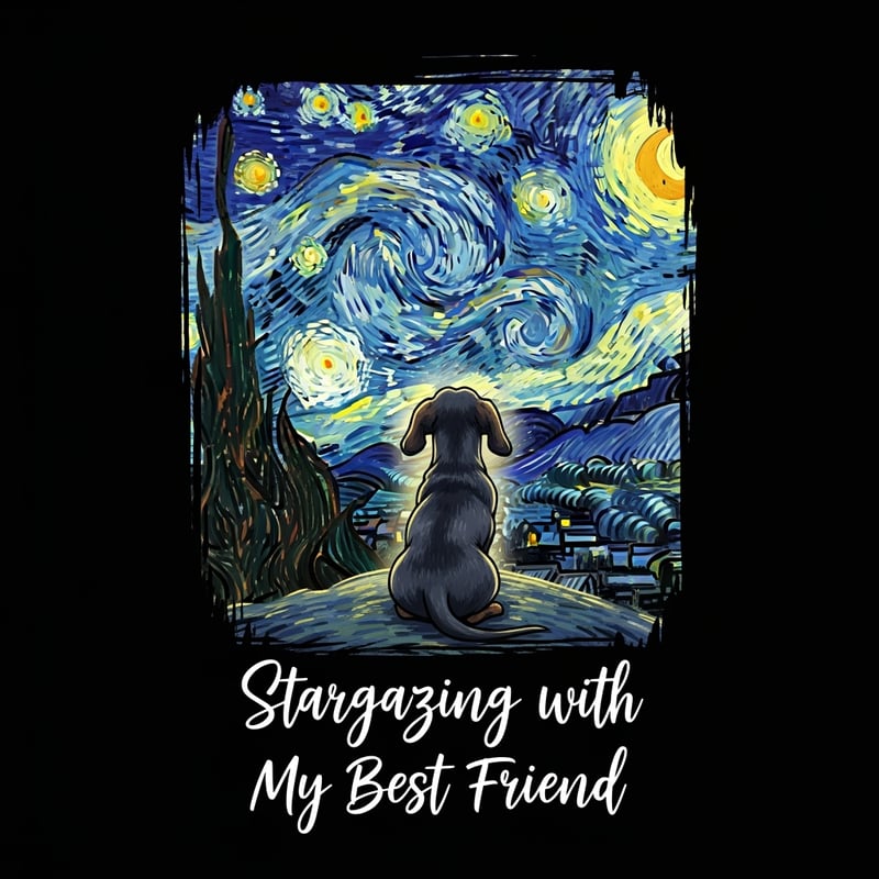 Starry Night Dachshund T-Shirt Design