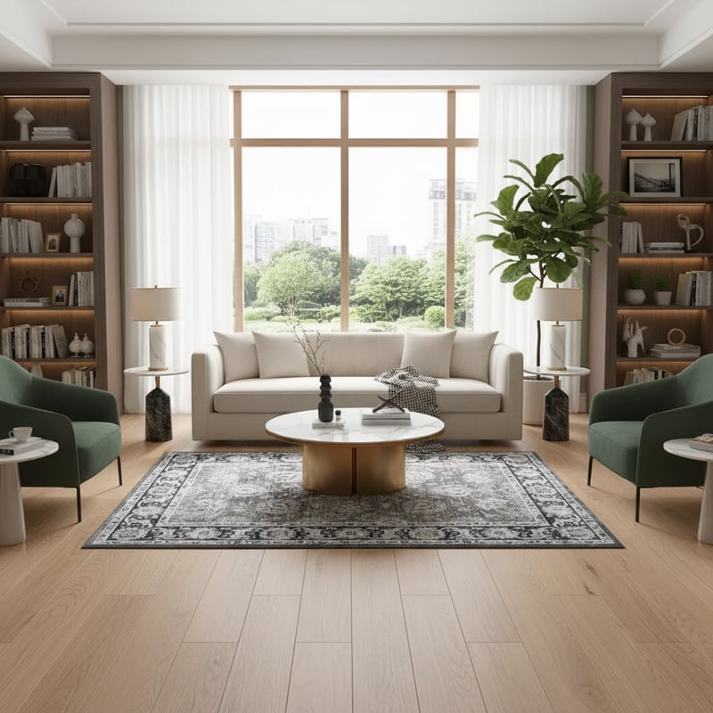 Luxury Living Room Rug Mockup