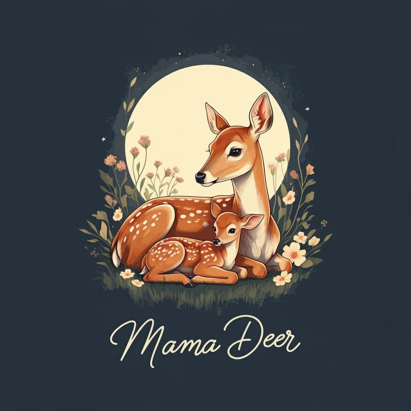 Mama Deer in Moonlit Meadow