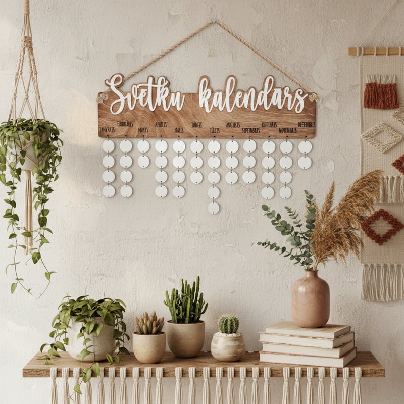 Boho Brown Wall Calendar Mockup