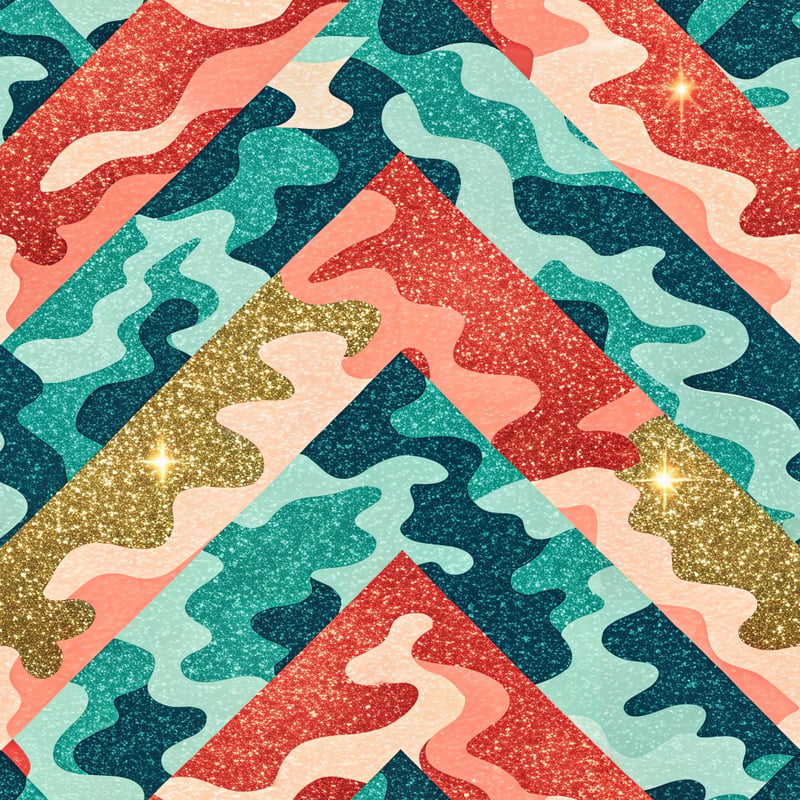 Turquoise and Red Camo Pattern
