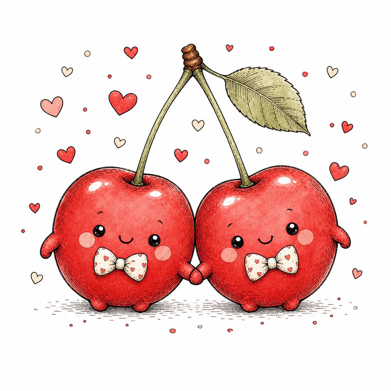 Cute Chubby Cherry Pair Clipart
