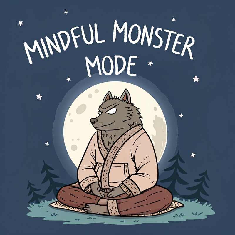 Meditating Werewolf Vector Art