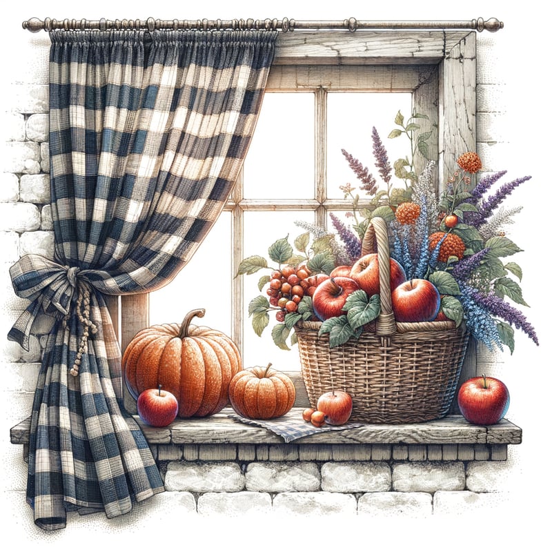 Watercolor Farmhouse Window Still Life