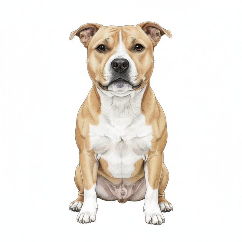 Realistic Staffy Colored Pencil Drawing