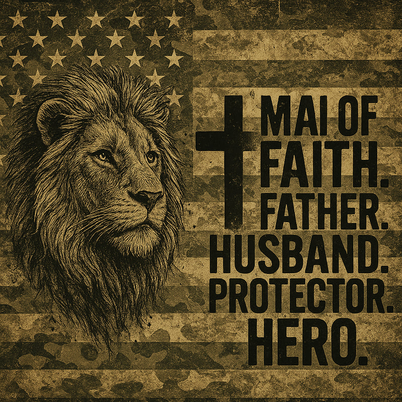 Rugged American Flag Lion Wrap Design