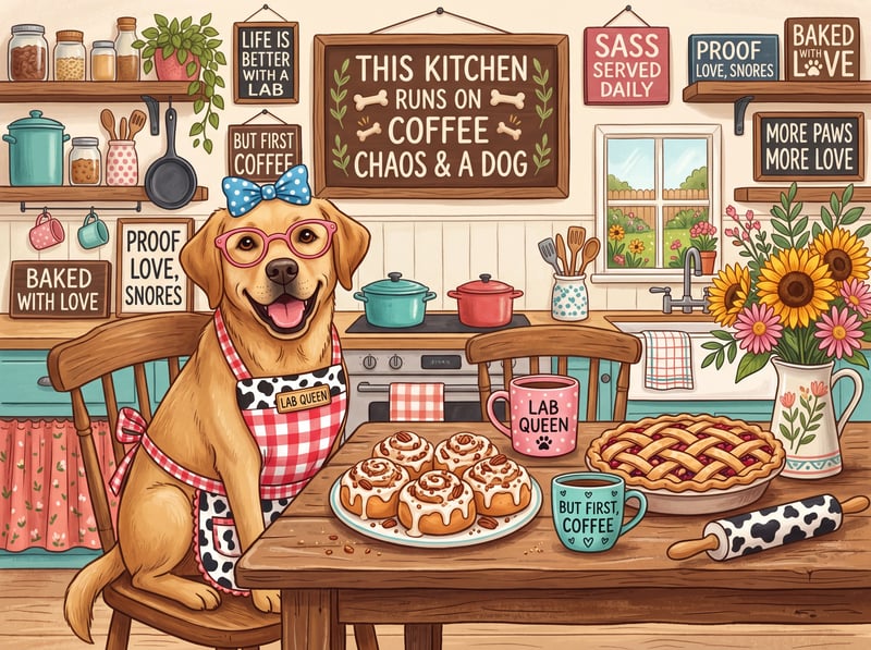 Whimsical Labrador Kitchen Scene