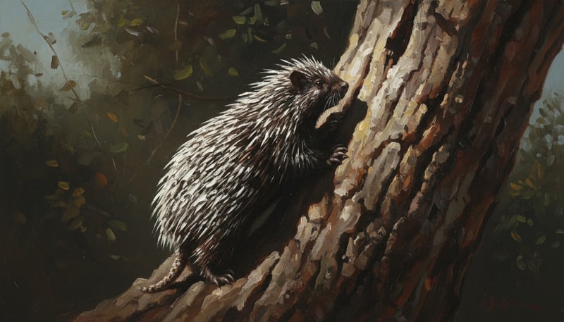 Chiaroscuro Porcupine Oil Painting