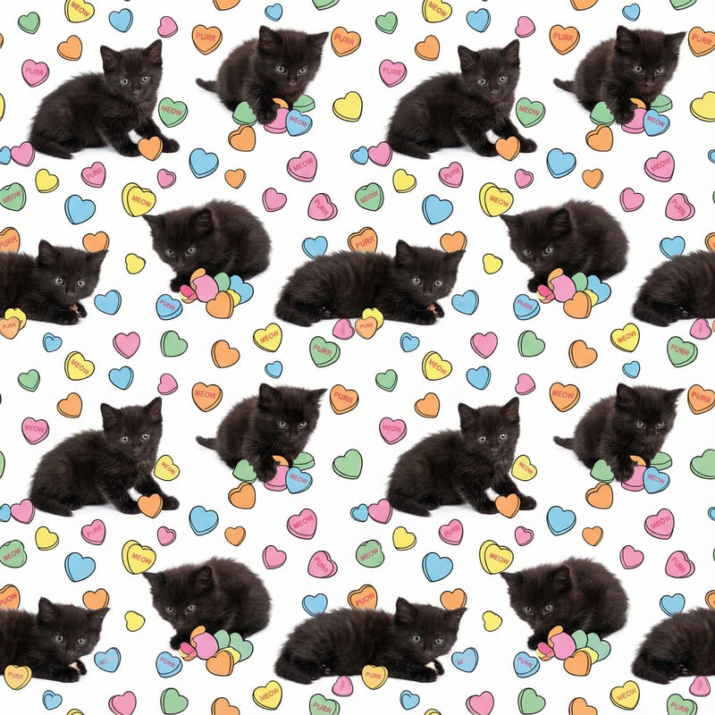 Photo-Realistic Black Kittens with Hearts