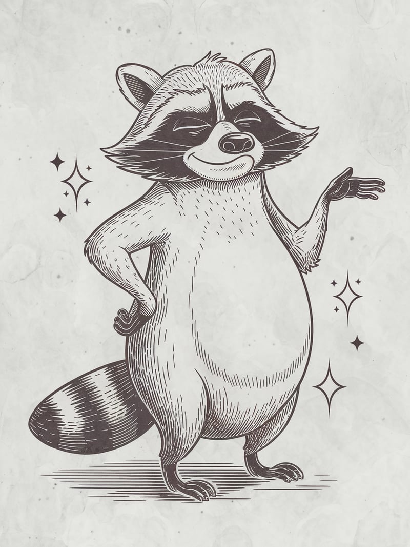 Vintage Smug Raccoon Illustration