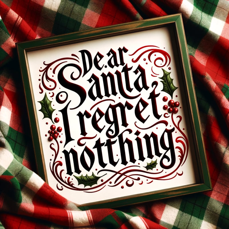 Plaid Background with Santa Script