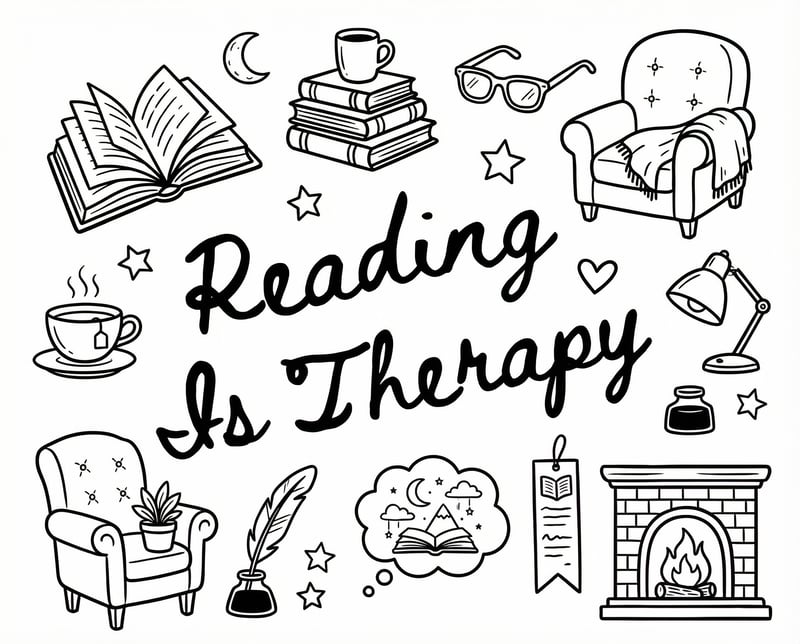 Reading Is Therapy Handwritten Design