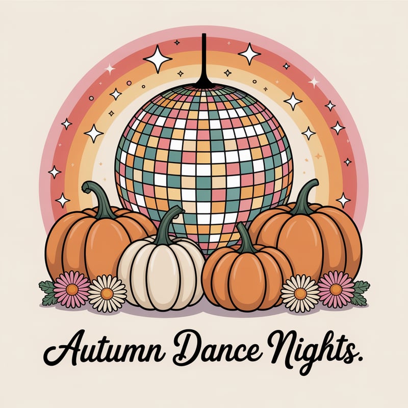 Rainbow Disco Ball with Autumn Theme