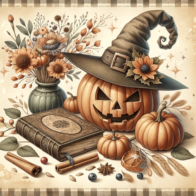 Hand-Drawn Fall Pumpkin Scene