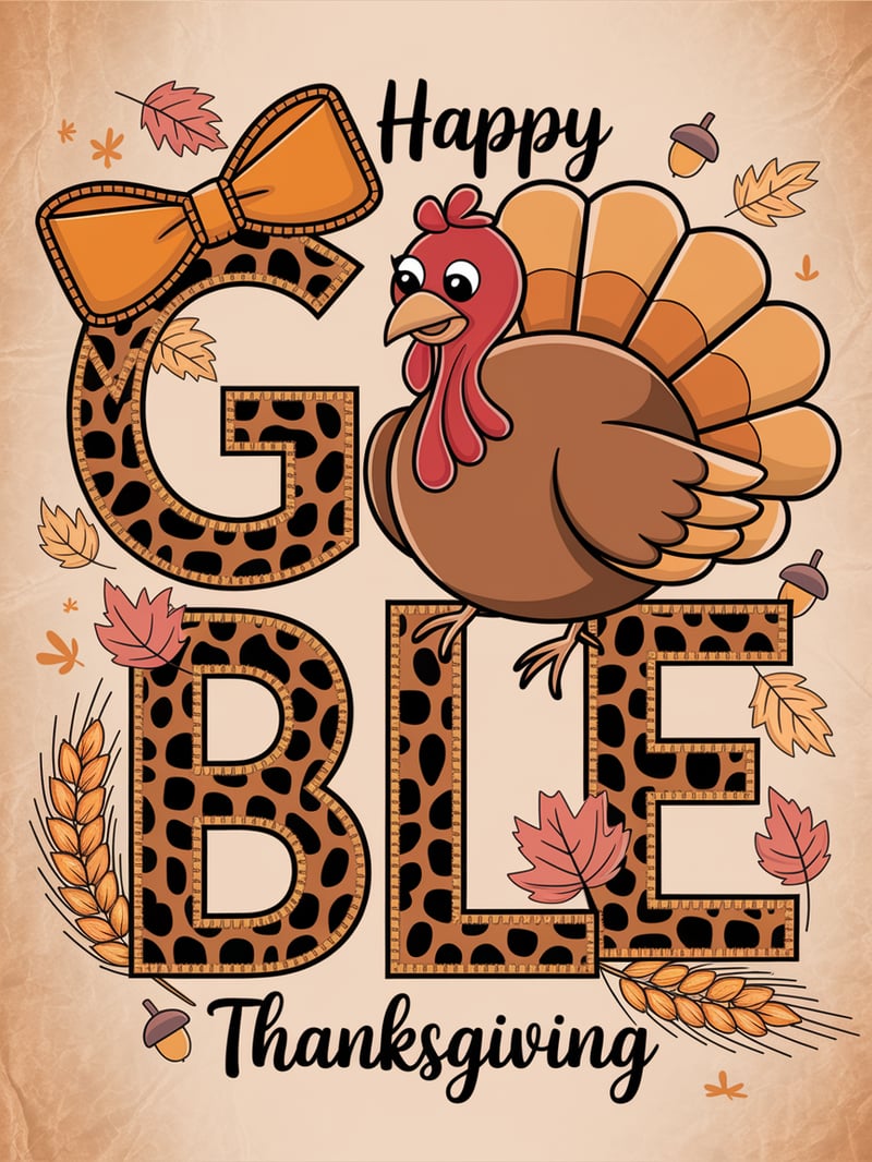 Thanksgiving GOBBLE Leopard Print Design