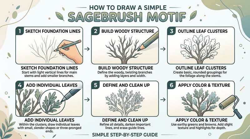 Simple Sagebrush Motif Drawing Tutorial