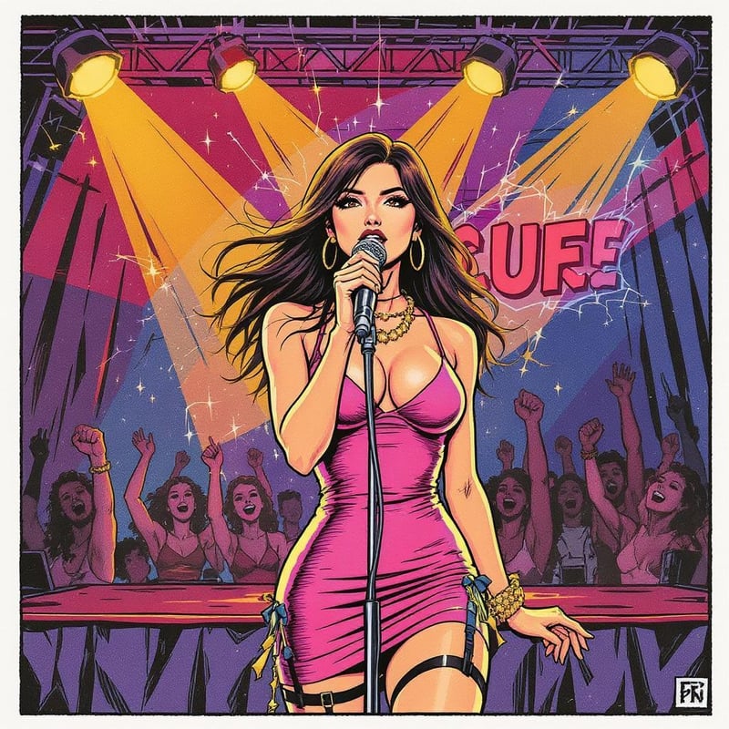 Young Woman Singing on Karaoke Stage