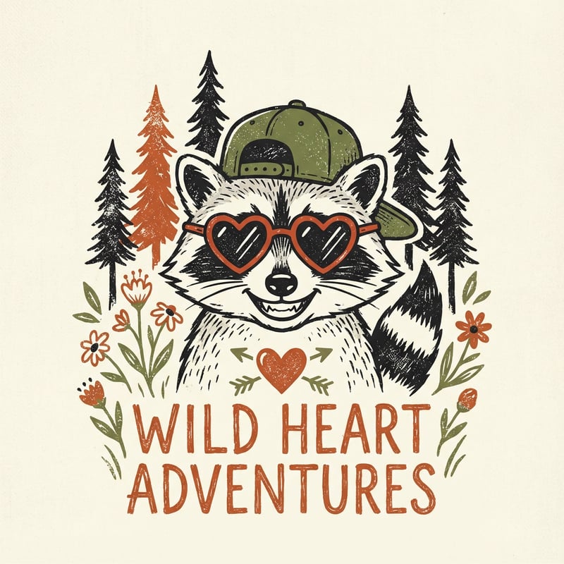 Raccoon with Heart Sunglasses Illustration
