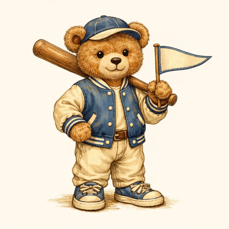 Vintage Teddy Bear Storybook Illustration
