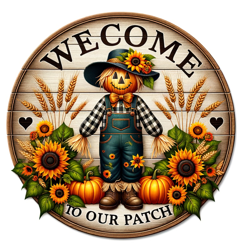 Autumn Scarecrow Wooden Sign