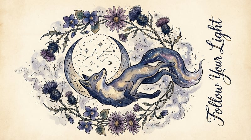 Boho Celestial Fox Tattoo Design