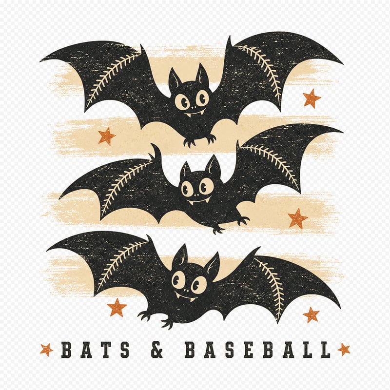 Retro BATS & BASEBALL Halloween Tee