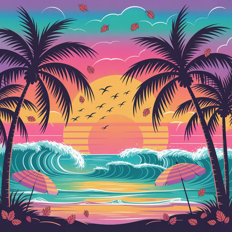 1980s Florida Beach Sunset Pattern